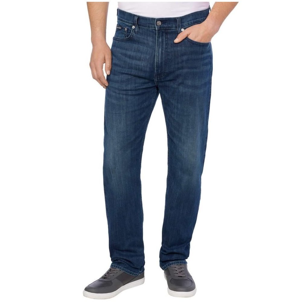 NWT Calvin Klein Men's Slim Straight Jean Size 40W x 32L Indigo Blue $90 NN2